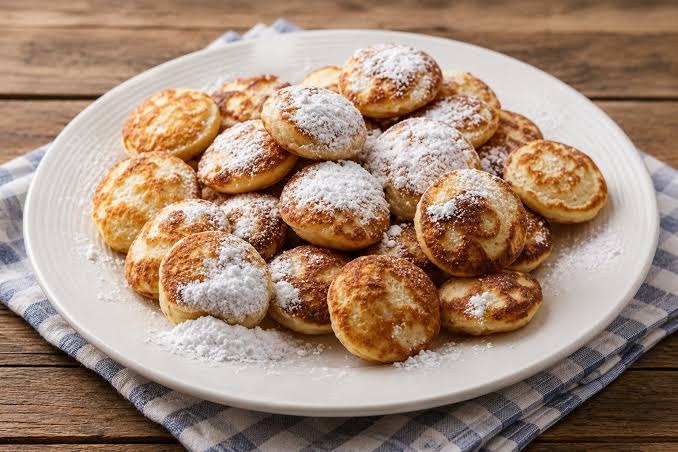 Poffertjes con azúcar pulverizada